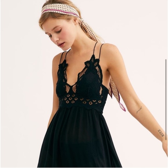 Free People Adella Slip Black Lace Dress - Picture 2 of 5